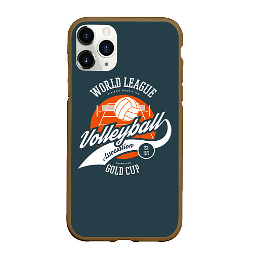 Чехол iPhone 11 Pro матовый Volleyball Волейбол / 3D-Коричневый – фото 1