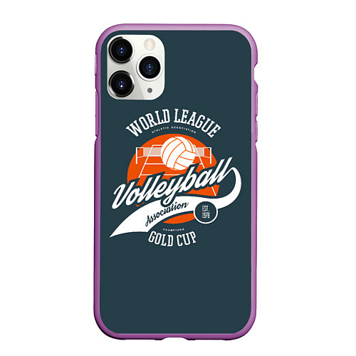 Чехол iPhone 11 Pro матовый Volleyball Волейбол / 3D-Фиолетовый – фото 1