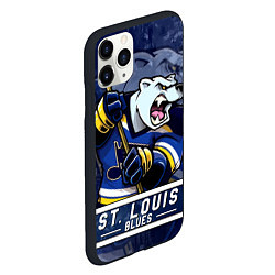 Чехол iPhone 11 Pro матовый Сент-Луис Блюз, St Louis Blues Маскот, цвет: 3D-черный — фото 2