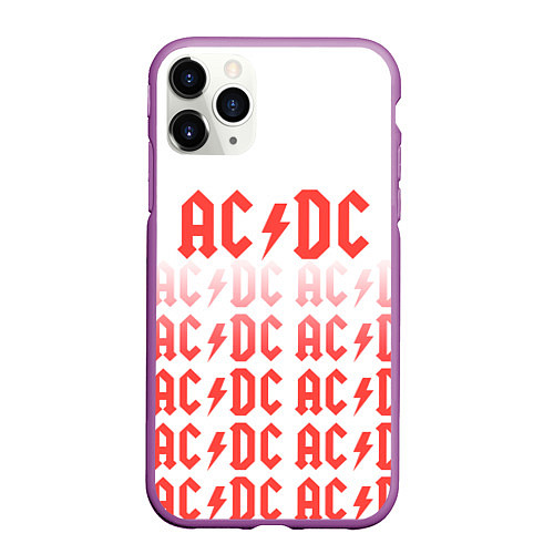 Чехол iPhone 11 Pro матовый Acdc Паттерн / 3D-Фиолетовый – фото 1