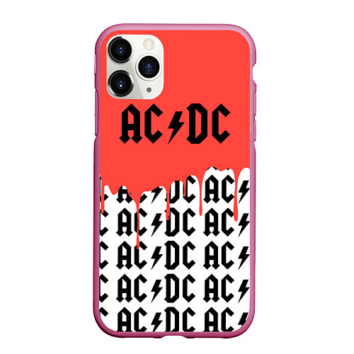 Чехол iPhone 11 Pro матовый Ac dc rock / 3D-Малиновый – фото 1