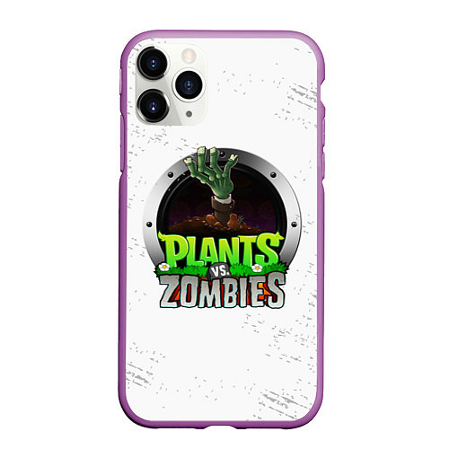 Чехол iPhone 11 Pro матовый Plants vs Zombies логотип / 3D-Фиолетовый – фото 1