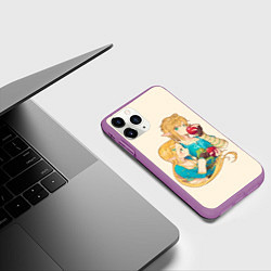 Чехол iPhone 11 Pro матовый Линк и Зельда с яблоками, цвет: 3D-фиолетовый — фото 2