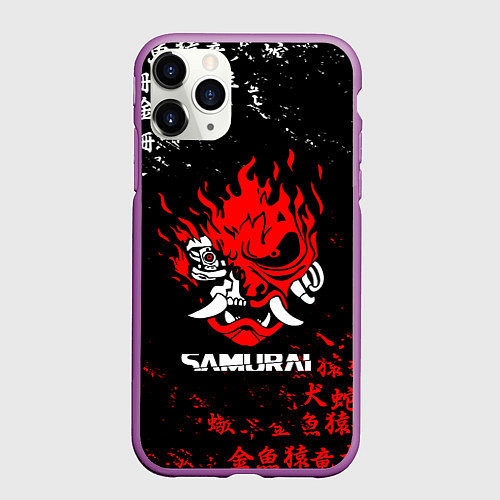 Чехол iPhone 11 Pro матовый CYBERPUNK SAMURAI: JAPAN STYLE / 3D-Фиолетовый – фото 1