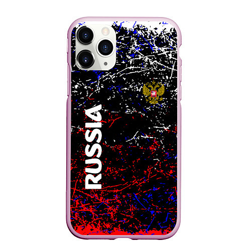 Чехол iPhone 11 Pro матовый Russia Штрихи / 3D-Розовый – фото 1