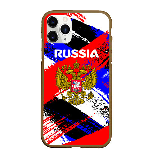 Чехол iPhone 11 Pro матовый Russia Геометрия патриотизм / 3D-Коричневый – фото 1