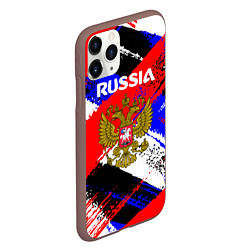 Чехол iPhone 11 Pro матовый Russia Геометрия патриотизм, цвет: 3D-коричневый — фото 2