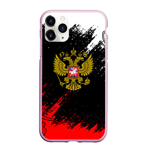 Чехол iPhone 11 Pro матовый Russia Патриот Герб / 3D-Розовый – фото 1