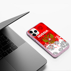 Чехол iPhone 11 Pro матовый Russia Паттерн Гербов, цвет: 3D-розовый — фото 2