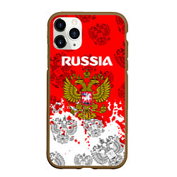 Чехол iPhone 11 Pro матовый Russia Паттерн Гербов, цвет: 3D-коричневый