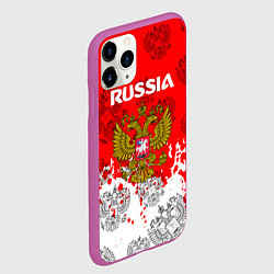 Чехол iPhone 11 Pro матовый Russia Паттерн Гербов, цвет: 3D-фиолетовый — фото 2