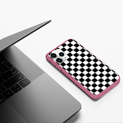 Чехол iPhone 11 Pro матовый Chess Squares Cubes, цвет: 3D-малиновый — фото 2