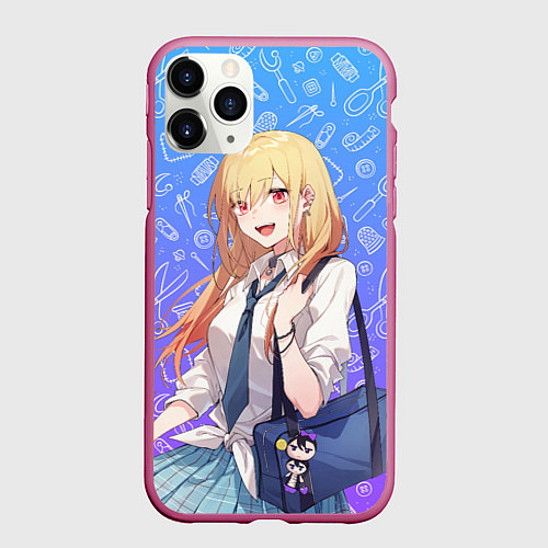 Чехол iPhone 11 Pro матовый Китагава Марин эта фарфоровая кукла влюбилась / 3D-Малиновый – фото 1