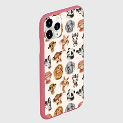 Чехол iPhone 11 Pro матовый Милые дикие животные, цвет: 3D-малиновый — фото 2