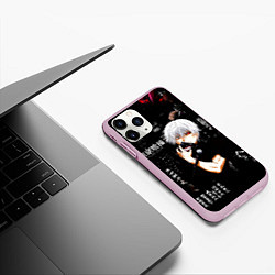 Чехол iPhone 11 Pro матовый Токийский Гуль на фоне Иероглифов Tokyo Ghoul, цвет: 3D-розовый — фото 2