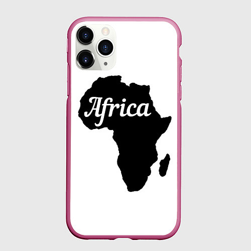 Чехол iPhone 11 Pro матовый Африка черно-белая двусторонняя / 3D-Малиновый – фото 1