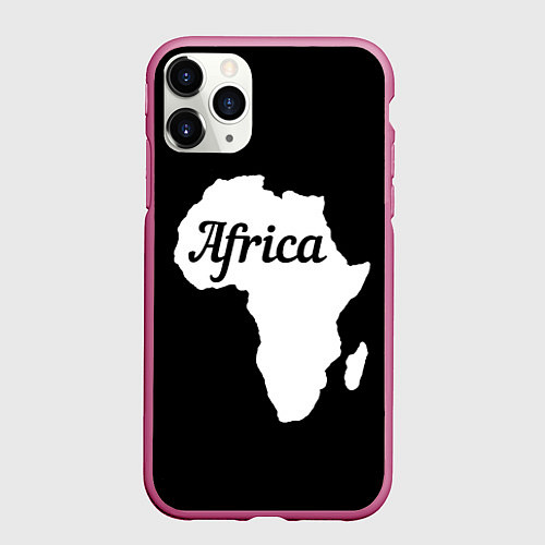Чехол iPhone 11 Pro матовый Африка на чёрном / 3D-Малиновый – фото 1