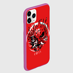 Чехол iPhone 11 Pro матовый SAMURAI CYBERPUNK 2077 GAME КИБЕРПАНК, цвет: 3D-фиолетовый — фото 2