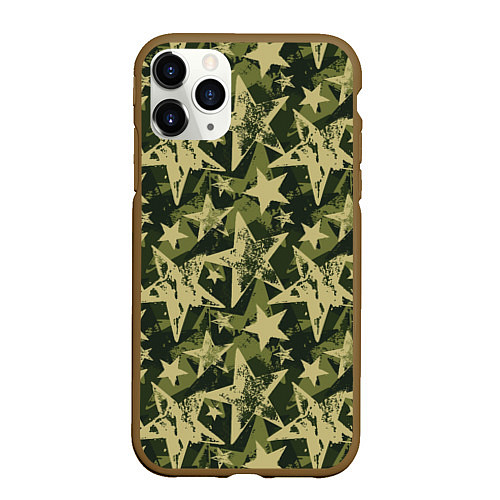 Чехол iPhone 11 Pro матовый Star camouflage / 3D-Коричневый – фото 1