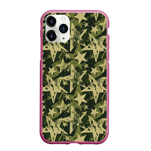 Чехол iPhone 11 Pro матовый Star camouflage / 3D-Малиновый – фото 1