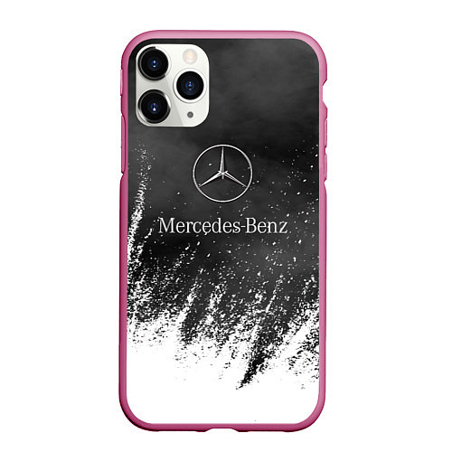 Чехол iPhone 11 Pro матовый Mercedes-Benz: Облако с Брызгами / 3D-Малиновый – фото 1