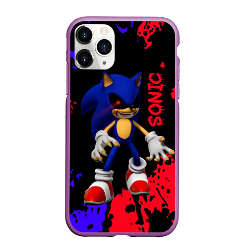 Чехол iPhone 11 Pro матовый Соник екзе Sonic exe / 3D-Фиолетовый – фото 1