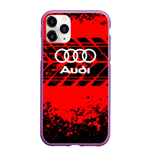 Чехол iPhone 11 Pro матовый Audi шины / 3D-Фиолетовый – фото 1