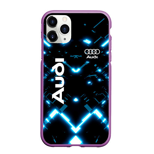 Чехол iPhone 11 Pro матовый Audi Neon / 3D-Фиолетовый – фото 1