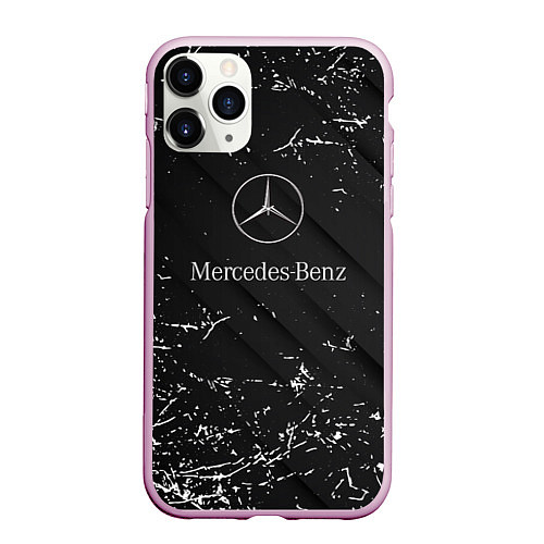 Чехол iPhone 11 Pro матовый Mercedes-Benz штрихи black / 3D-Розовый – фото 1