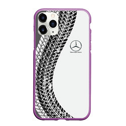 Чехол iPhone 11 Pro матовый Mercedes-Benz дрифт, цвет: 3D-фиолетовый