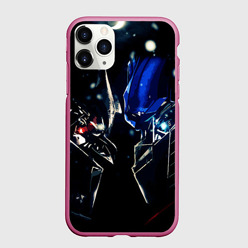Чехол iPhone 11 Pro матовый Тансформеры Оптимус и Мегатрон 2022 / 3D-Малиновый – фото 1