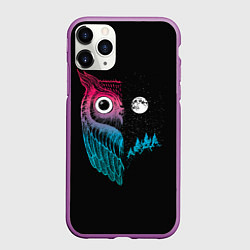Чехол iPhone 11 Pro матовый Ночная сова Градиент