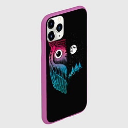 Чехол iPhone 11 Pro матовый Ночная сова Градиент, цвет: 3D-фиолетовый — фото 2