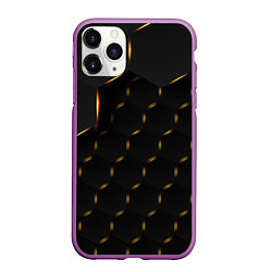 Чехол iPhone 11 Pro матовый Hexagonшестиугольник, цвет: 3D-фиолетовый