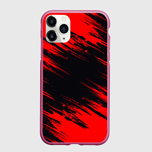 Чехол iPhone 11 Pro матовый Красная краска брызги / 3D-Малиновый – фото 1