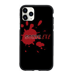 Чехол iPhone 11 Pro матовый Sonic Exe - логотип с брызгами крови