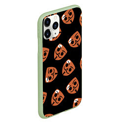 Чехол iPhone 11 Pro матовый Бабл Квас - узор из масок, цвет: 3D-салатовый — фото 2