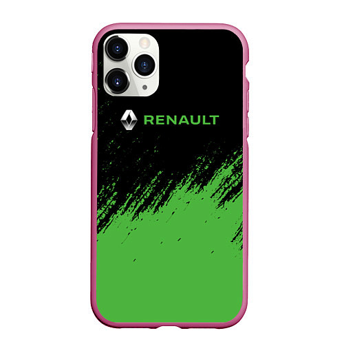 Чехол iPhone 11 Pro матовый Renault автомобильный бренд / 3D-Малиновый – фото 1