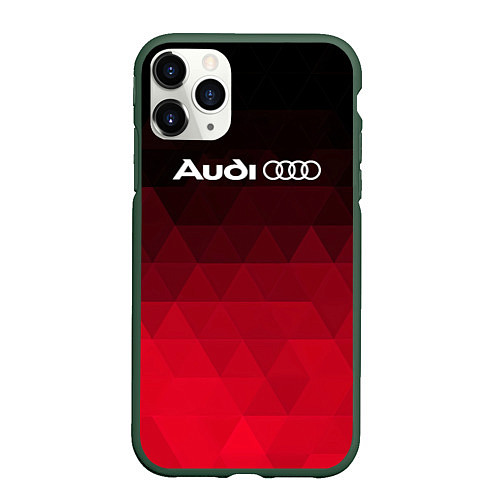 Чехол iPhone 11 Pro матовый Audi геометрия / 3D-Темно-зеленый – фото 1