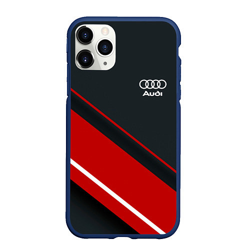 Чехол iPhone 11 Pro матовый Audi sport red / 3D-Тёмно-синий – фото 1