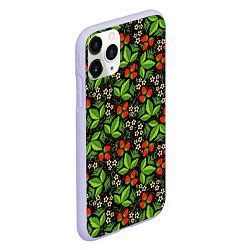 Чехол iPhone 11 Pro матовый Русское Народное Искусство - хохлома, цвет: 3D-светло-сиреневый — фото 2