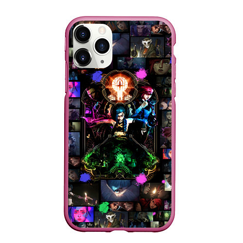 Чехол iPhone 11 Pro матовый АРКЕЙН collage / 3D-Малиновый – фото 1