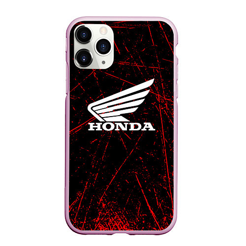 Чехол iPhone 11 Pro матовый Honda Красные линии / 3D-Розовый – фото 1