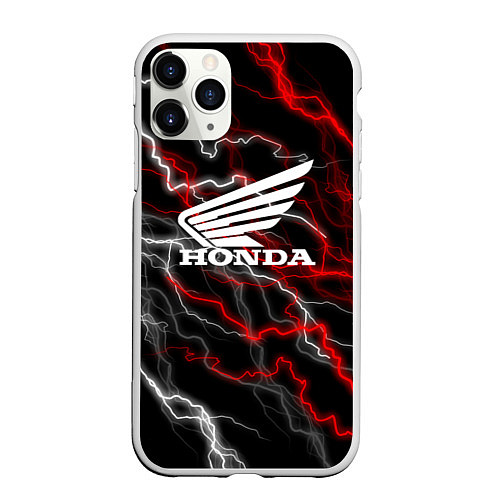 Чехол iPhone 11 Pro матовый Honda Разряд молнии / 3D-Белый – фото 1