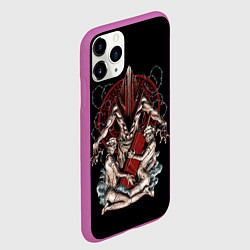 Чехол iPhone 11 Pro матовый Пирамидоголовый и медсестрички, цвет: 3D-фиолетовый — фото 2