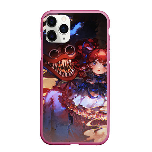 Чехол iPhone 11 Pro матовый ХАГГИ ВАГГИ С куклой POPPY PLaytime Хаги Ваги hagg / 3D-Малиновый – фото 1