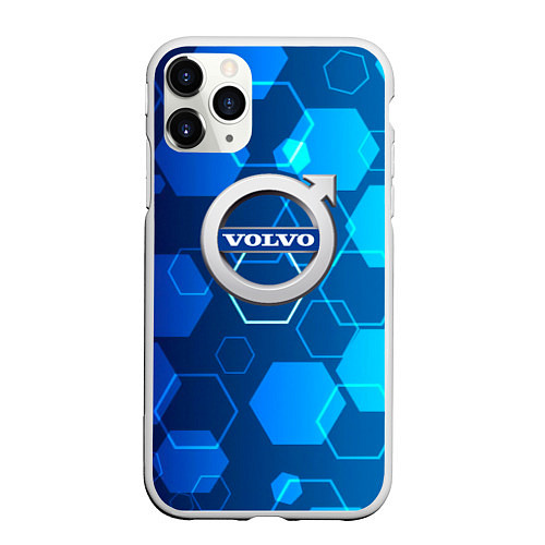 Чехол iPhone 11 Pro матовый Volvo Sport соты / 3D-Белый – фото 1