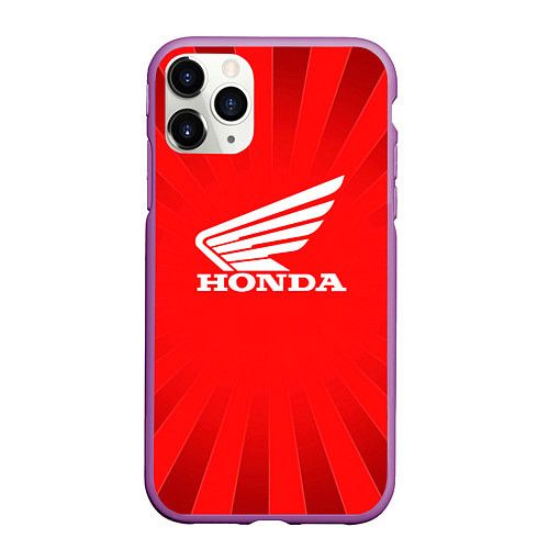 Чехол iPhone 11 Pro матовый Honda красные линии / 3D-Фиолетовый – фото 1