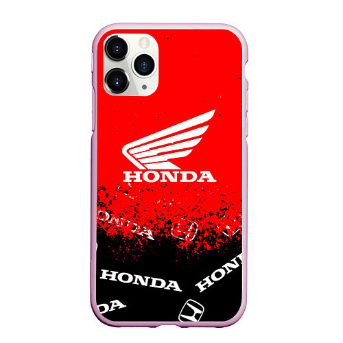 Чехол iPhone 11 Pro матовый Honda sport брызги / 3D-Розовый – фото 1