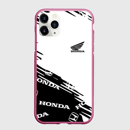 Чехол iPhone 11 Pro матовый Honda sport pattern / 3D-Малиновый – фото 1